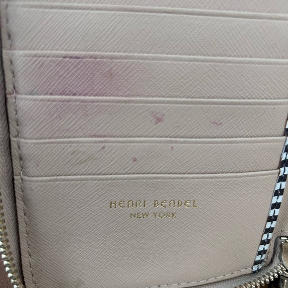 Henri Bendel West 57th Zip Around Continental Wallet Tan Beige Saffiano Leather - Picture 5 of 9